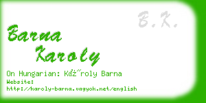 barna karoly business card